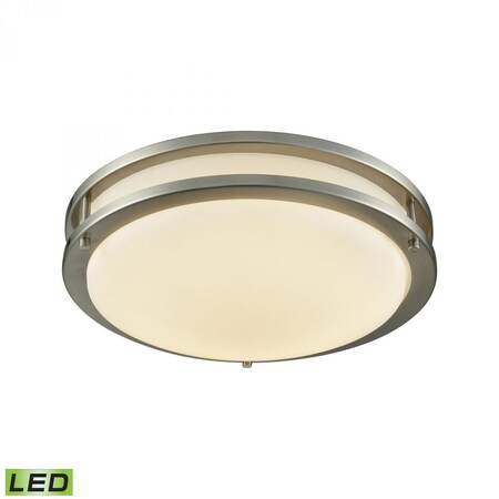 Thomas Clarion 11-inch LED Flush Mount in Brushed Nickel with a White Glass D CL782012